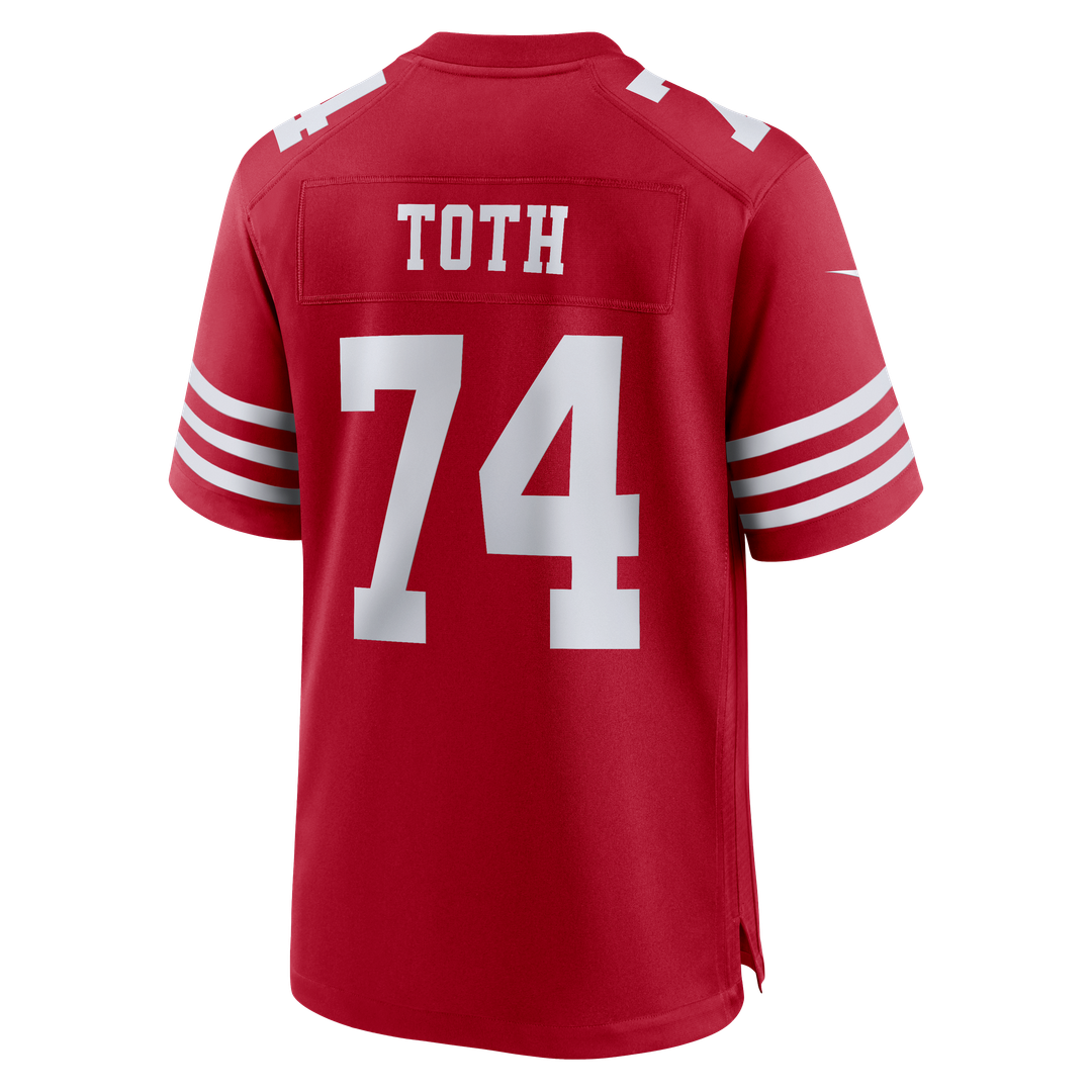 Men's San Francisco 49ers Brett Toth Scarlet Team Game NFL Football Jersey - view 3