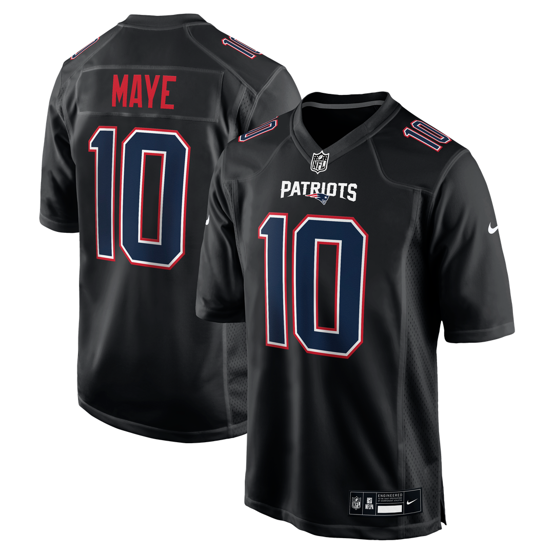 Men's New England Patriots Drake Maye Carbon Black Game NFL Football Jersey - view 4