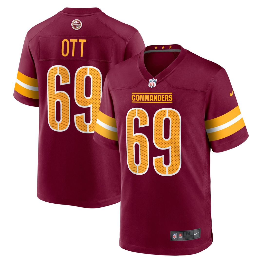 Men's Washington Commanders Tyler Ott Burgundy Game NFL Football Jersey - view 1