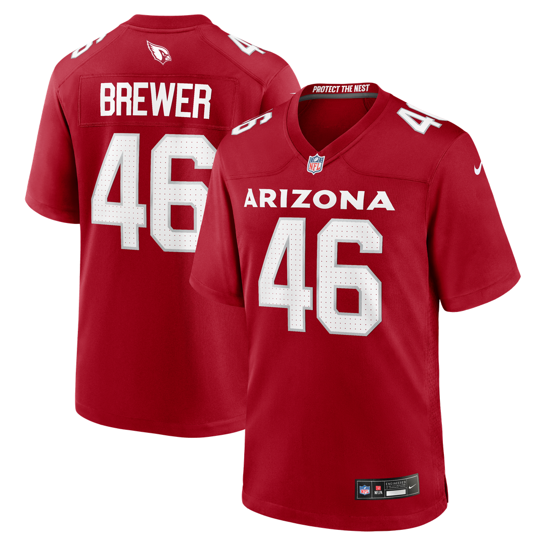 Men's Arizona Cardinals Aaron Brewer Cardinal Team Game NFL Football Jersey - view 1