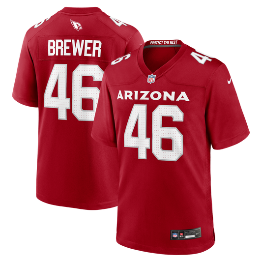 Men's Arizona Cardinals Aaron Brewer Cardinal Team Game NFL Football Jersey - view 1