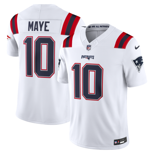 Men's New England Patriots Drake Maye White Stitched Limited NFL Football Jersey - view 1