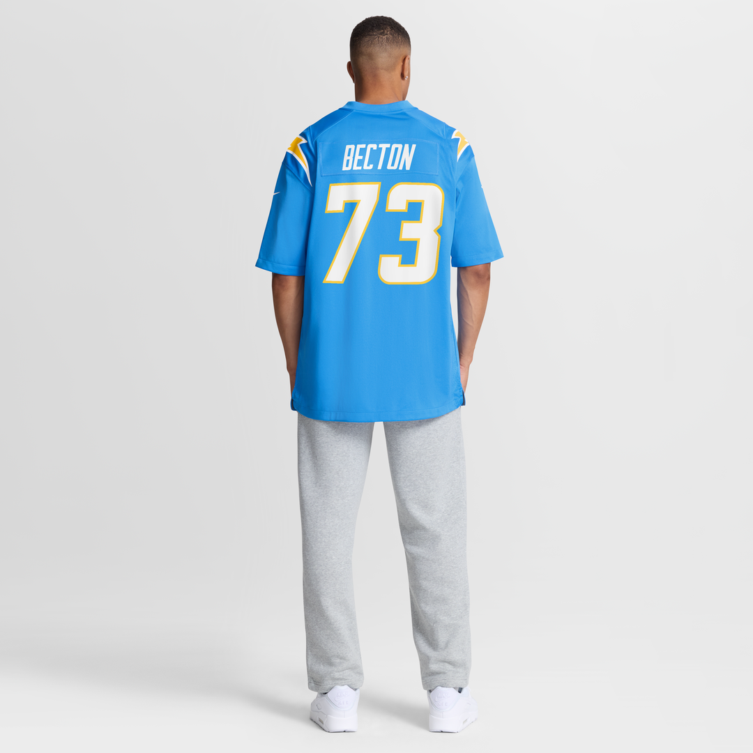 Men's Los Angeles Chargers Mekhi Becton Powder Blue Team Game NFL Football Jersey - view 8