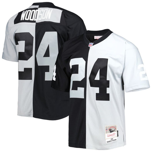 Men's Las Vegas Raiders Charles Woodson Black/Silver 1998 Split Legacy Replica NFL Football Jersey - view 1
