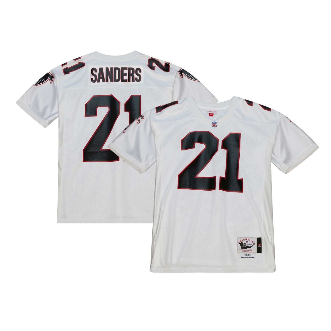 Men's Atlanta Falcons 1991 Deion Sanders White Throwback NFL Football Jersey - view 1