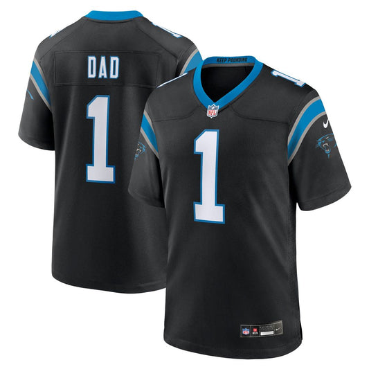 Men's Carolina Panthers Number 1 Dad Black Game NFL Football Jersey - view 1