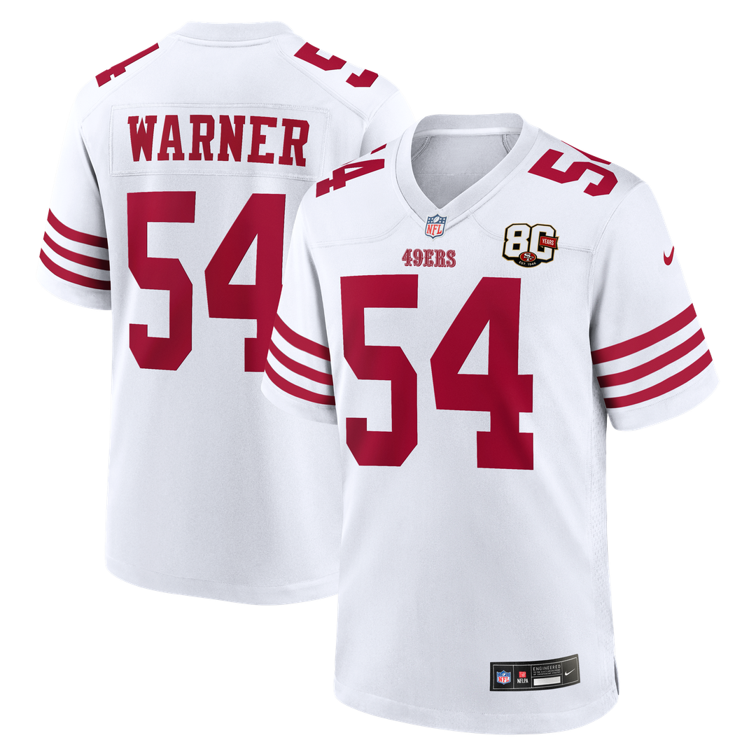 Men's San Francisco 49ers Fred Warner Scarlet 80th Anniversary Game NFL Football Jersey - view 21