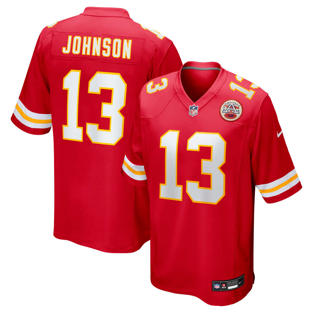 Men's Kansas City Chiefs Nazeeh Johnson Red Game NFL Football Jersey - view 1