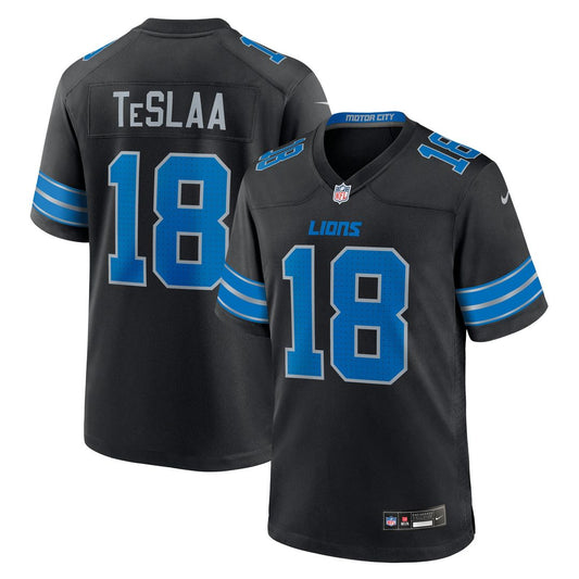 Men's Detroit Lions Isaac TeSlaa Black Alternate Game NFL Football Jersey - view 1