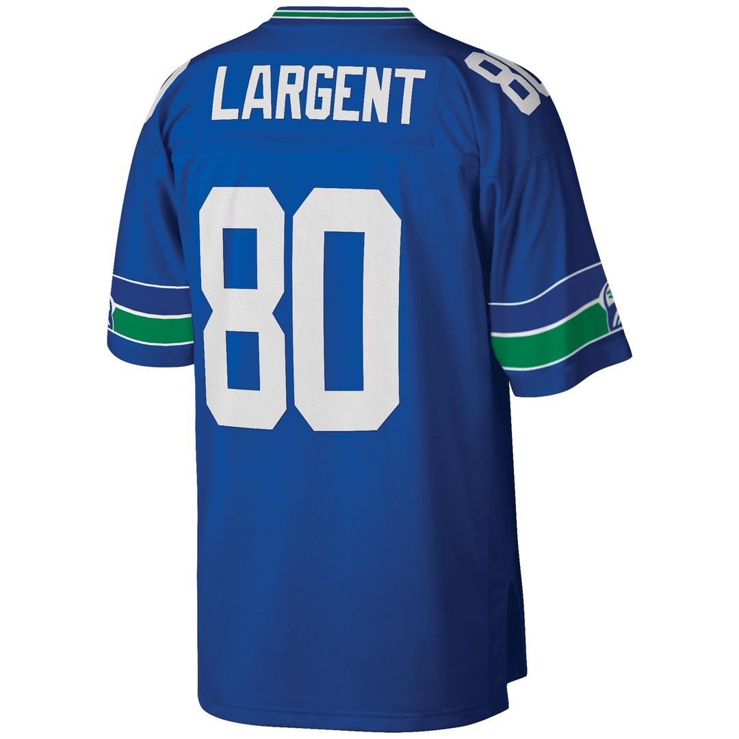 Men's Seattle Seahawks Steve Largent Royal Big & Tall 1985 Retired Player Replica NFL Football Jersey - view 3