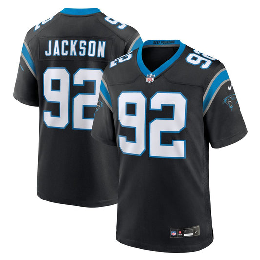 Men's Carolina Panthers Cam Jackson Black Team Game NFL Football Jersey - view 1