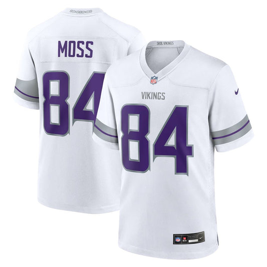Men's Minnesota Vikings Randy Moss White Alternate Retired Player Game NFL Football Jersey - view 1