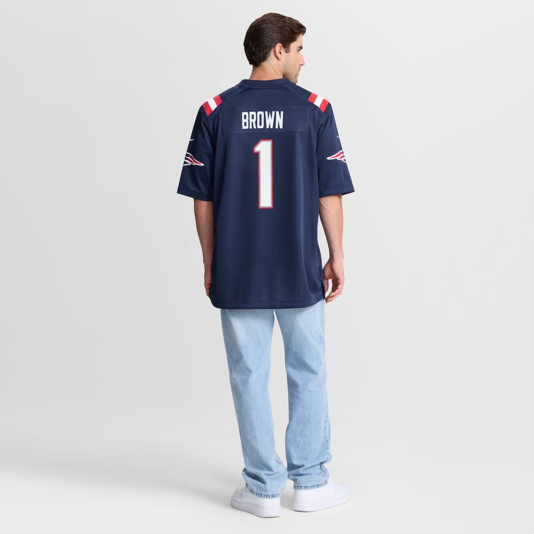 Men's New England Patriots A.J. Brown Red Game NFL Football Jersey - view 15