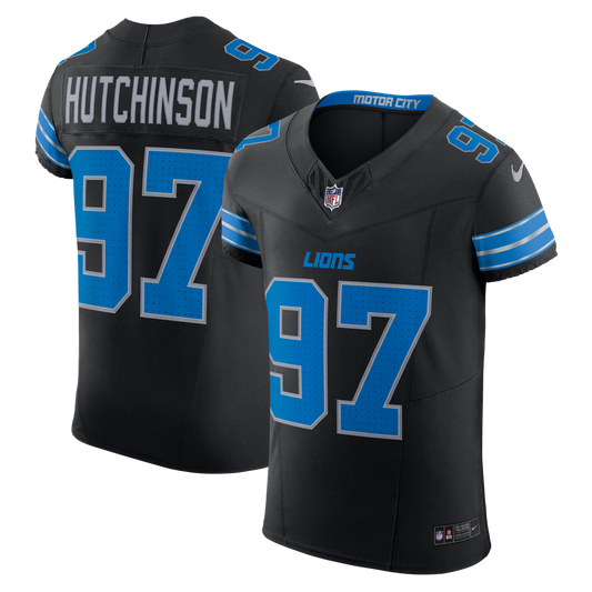 Men's Detroit Lions Aidan Hutchinson Black Alternate Elite NFL Football Jersey - view 1