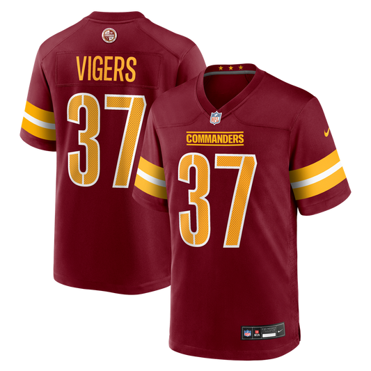 Men's Washington Commanders Car'lin Vigers Burgundy Team Game NFL Football Jersey - view 1