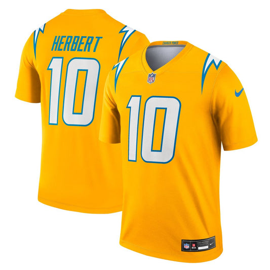Men's Los Angeles Chargers Justin Herbert Gold Alternate Charger Power Legend Player NFL Football Performance Top - view 1