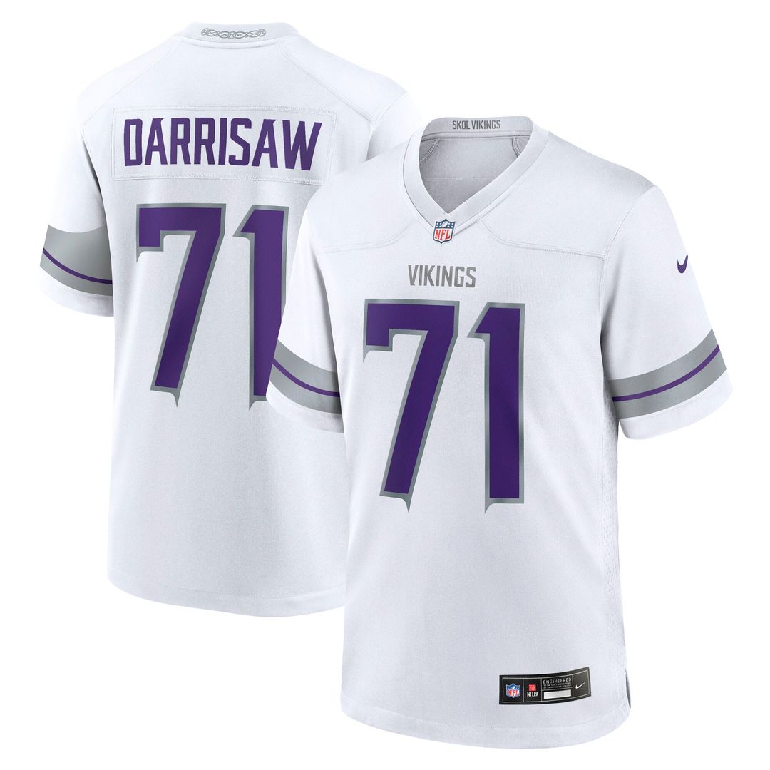Men's Minnesota Vikings Christian Darrisaw White Alternate Game NFL Football Jersey - view 1