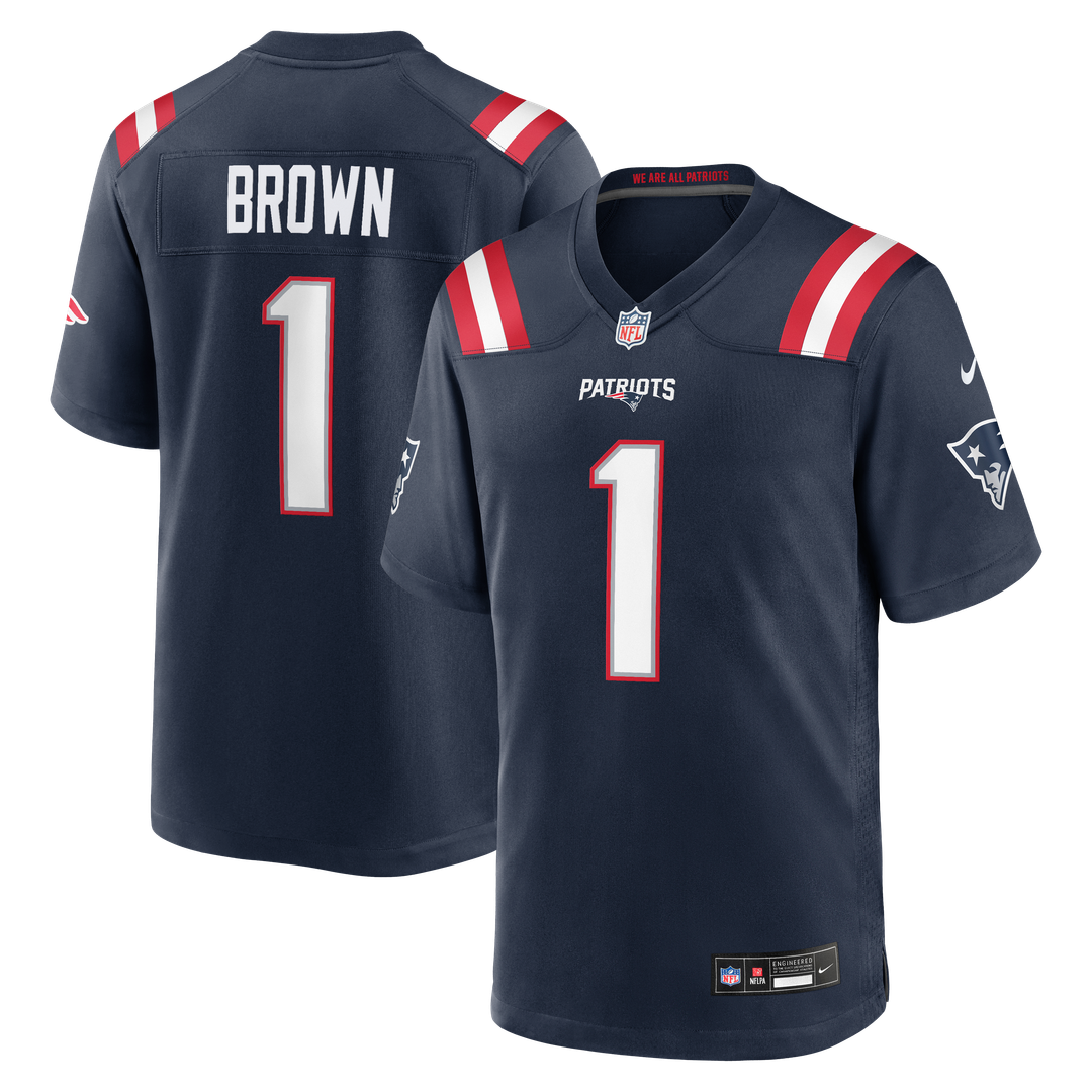 Men's New England Patriots A.J. Brown Red Game NFL Football Jersey - view 13