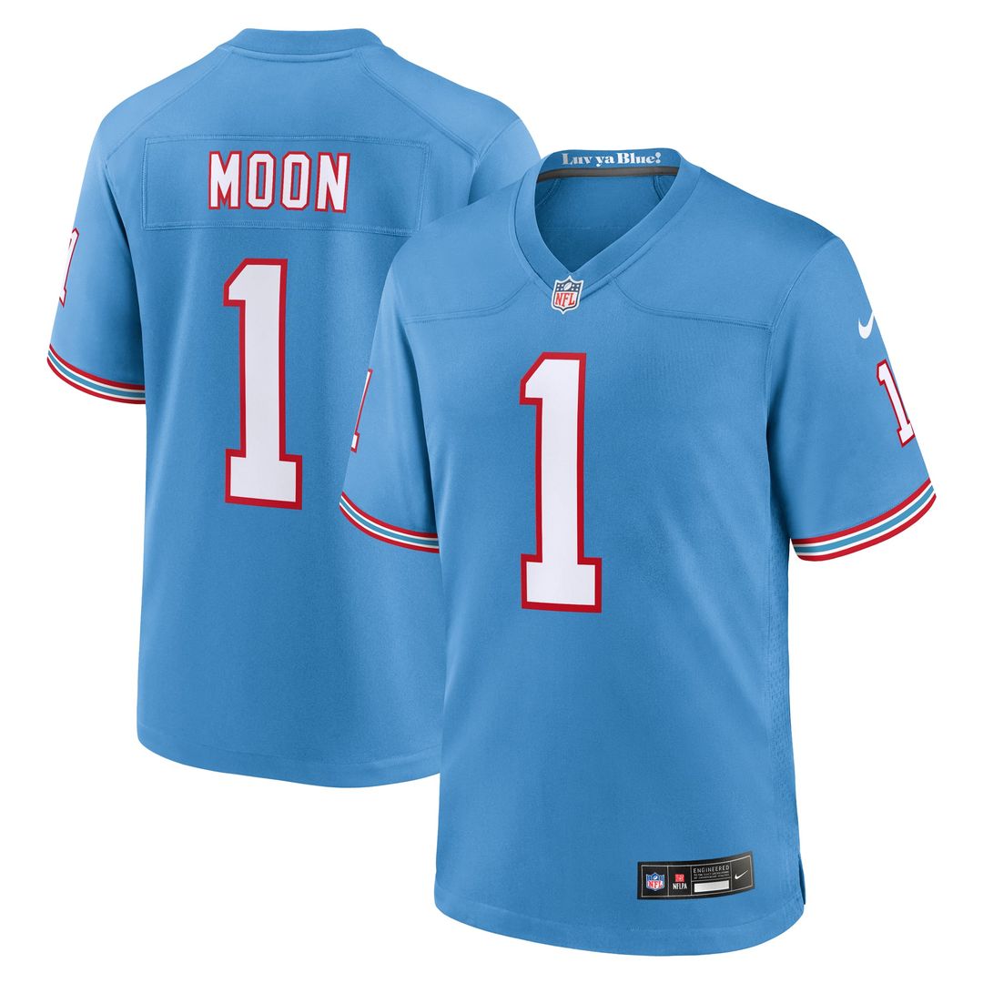 Men's Tennessee Titans Warren Moon Light Blue Retired Player Alternate Game NFL Football Jersey - view 1