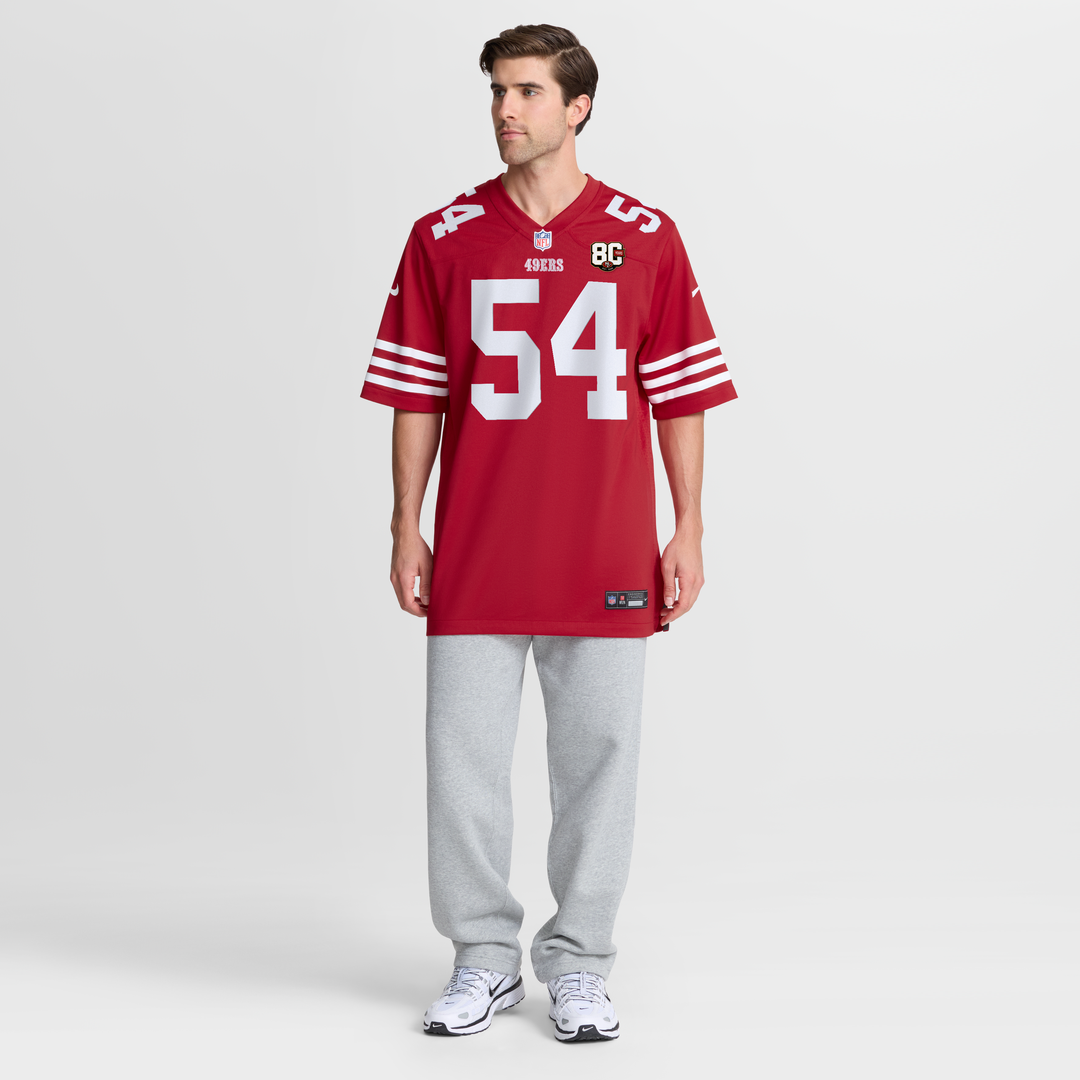 Men's San Francisco 49ers Fred Warner Scarlet 80th Anniversary Game NFL Football Jersey - view 2
