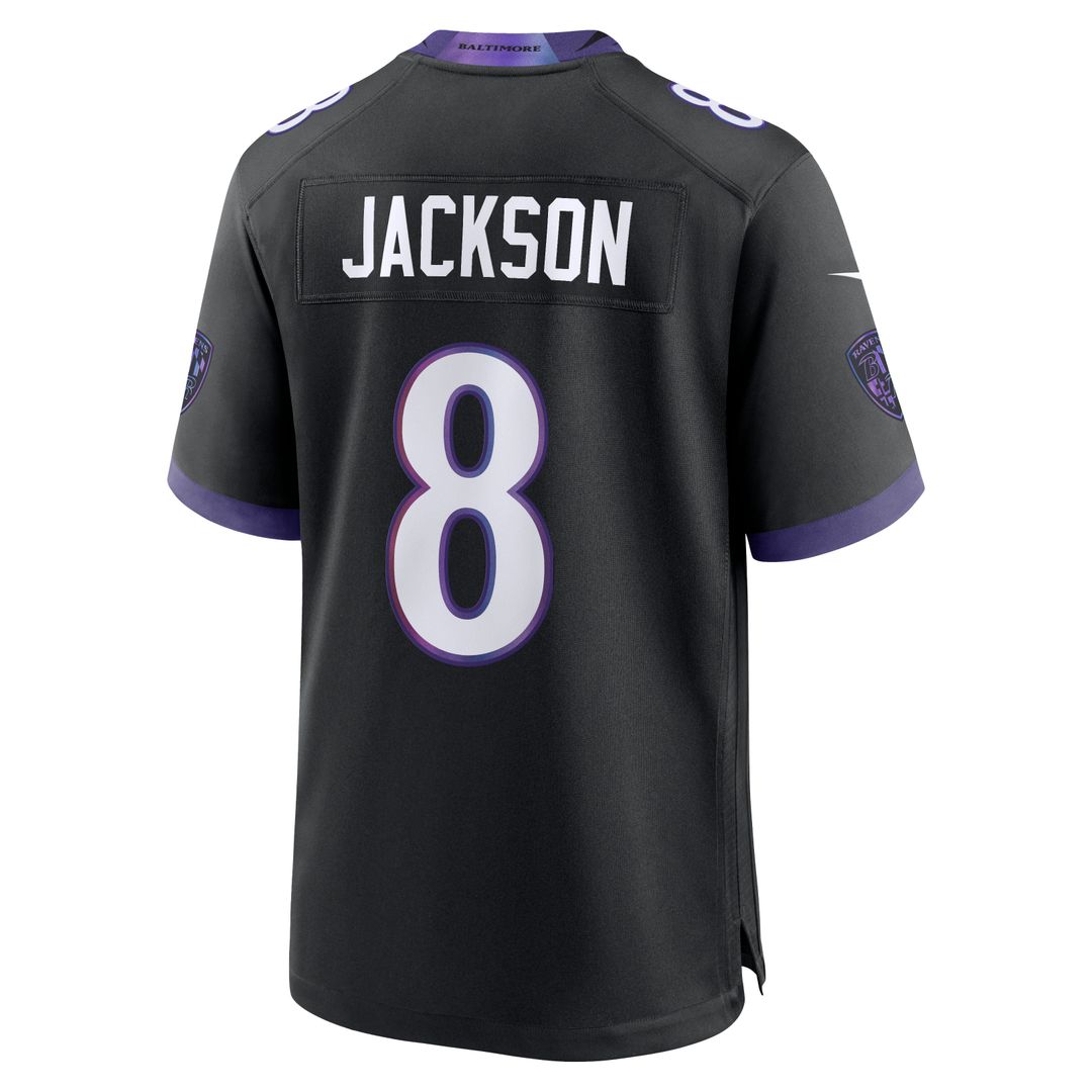 Men's Baltimore Ravens Lamar Jackson Black Alternate Game NFL Football Jersey - view 3