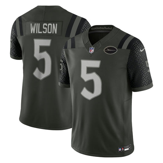 Men's New York Jets Garrett Wilson Green Rivalries Collection Stitched Limited NFL Football Jersey - view 1