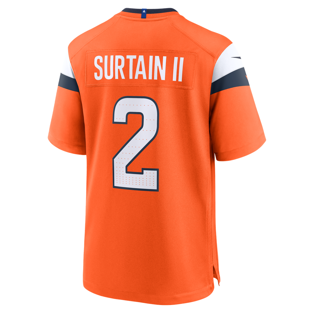 Men's Denver Broncos Patrick Surtain II Orange Team Game NFL Football Jersey - view 8