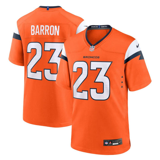 Men's Denver Broncos Jahdae Barron Orange Team Game NFL Football Jersey - view 1