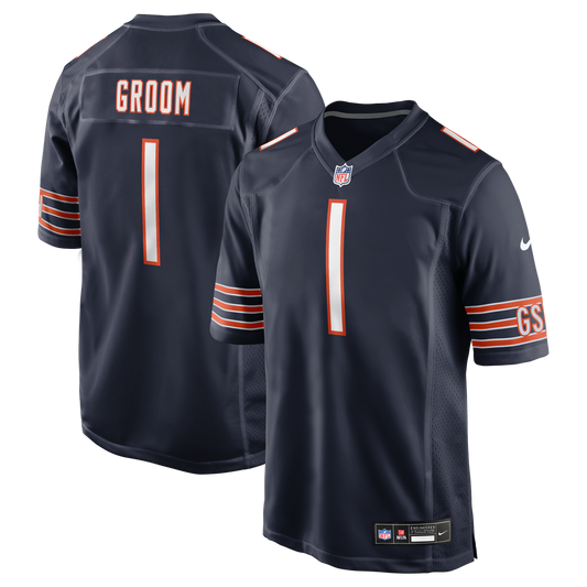 Men's Chicago Bears Number 1 Groom Navy Game NFL Football Jersey - view 1