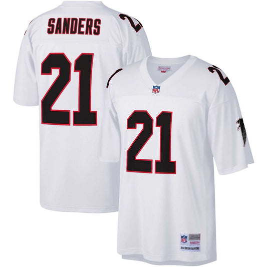 Men's Atlanta Falcons Deion Sanders White Big & Tall 1992 Retired Player Replica NFL Football Jersey - view 1