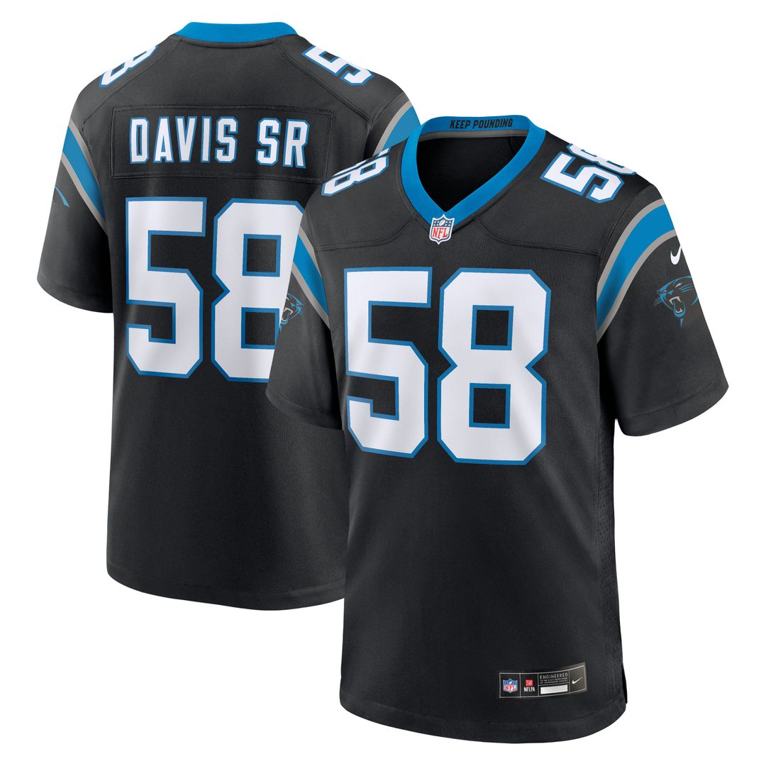 Men's Carolina Panthers Thomas Davis Sr. Black Team Retired Game NFL Football Jersey - view 1