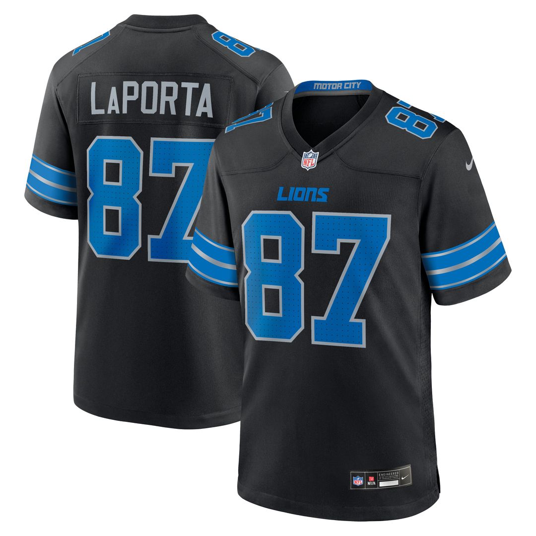 Men's Detroit Lions Sam LaPorta White White Game NFL Football Jersey - view 15
