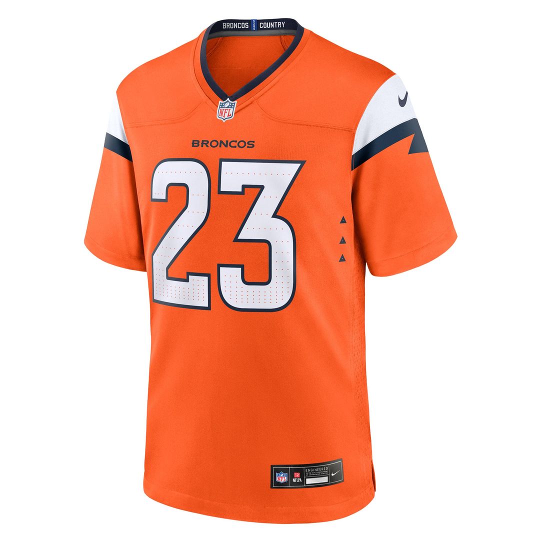 Men's Denver Broncos Jahdae Barron Orange Team Game NFL Football Jersey - view 2