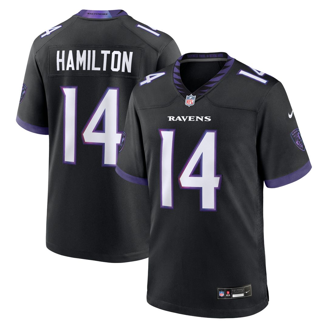 Men's Baltimore Ravens Kyle Hamilton Black Alternate Game NFL Football Jersey - view 1