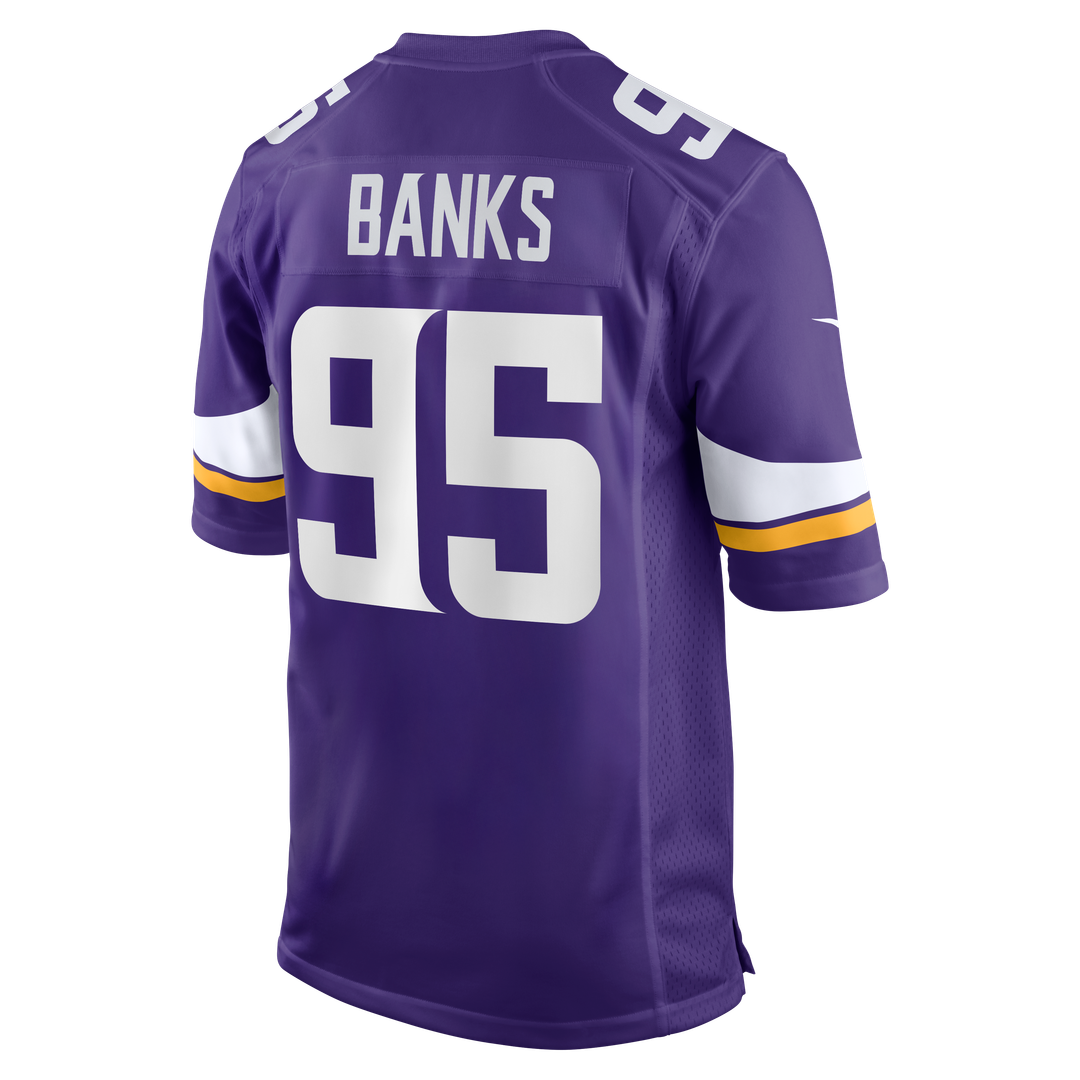Men's Minnesota Vikings Caleb Banks Purple Team Game NFL Football Jersey - view 3