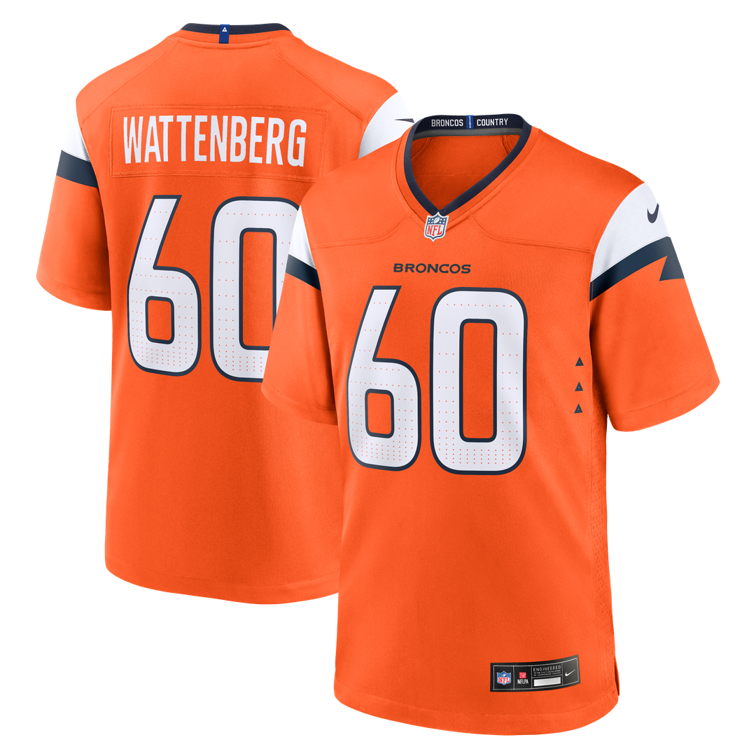 Men's Denver Broncos Luke Wattenberg Orange Team Game NFL Football Jersey - view 1