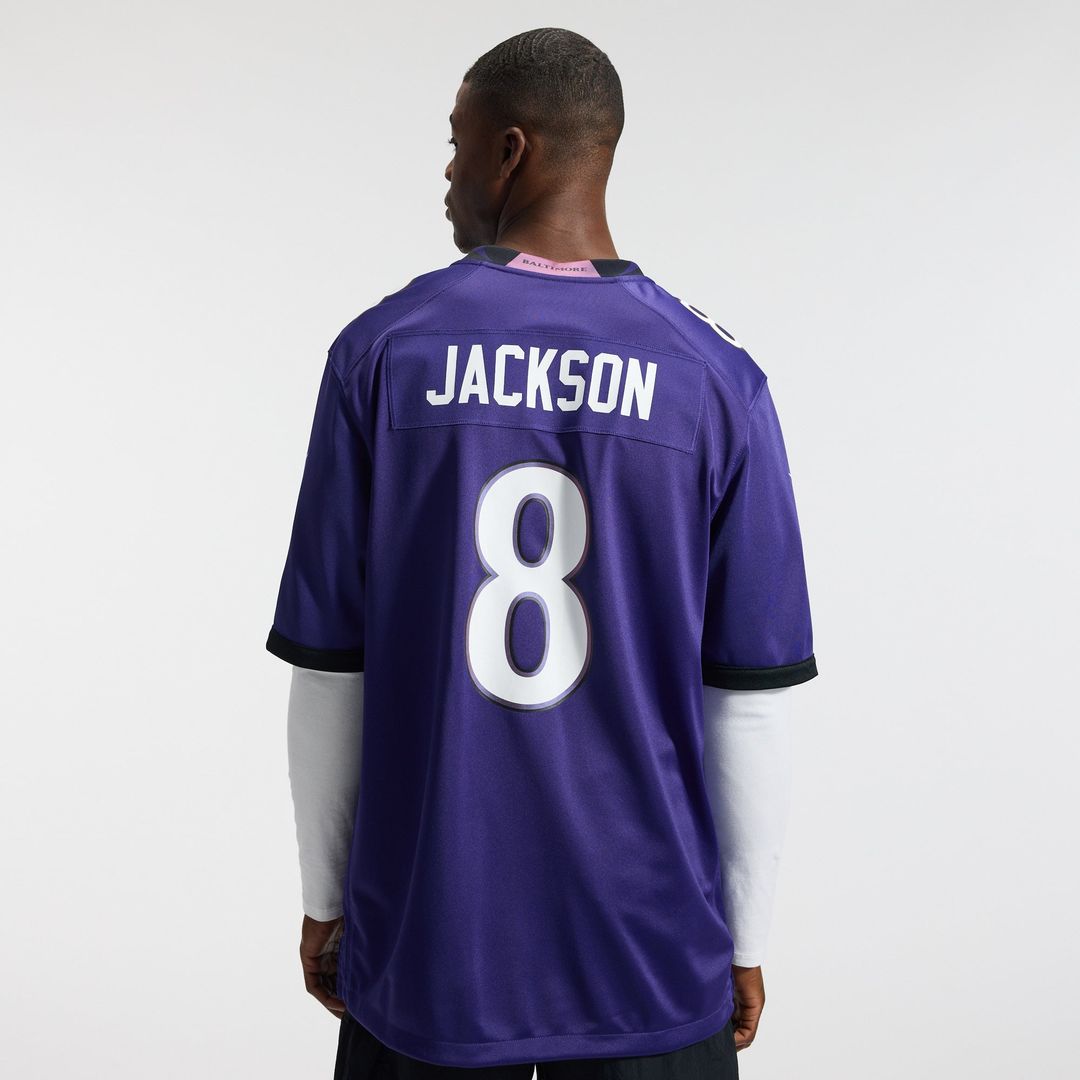 Men's Baltimore Ravens Lamar Jackson Purple Team Game NFL Football Jersey - view 4