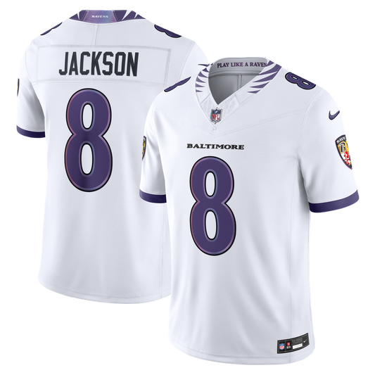 Men's Baltimore Ravens Lamar Jackson White Stitched Limited NFL Football Jersey - view 1