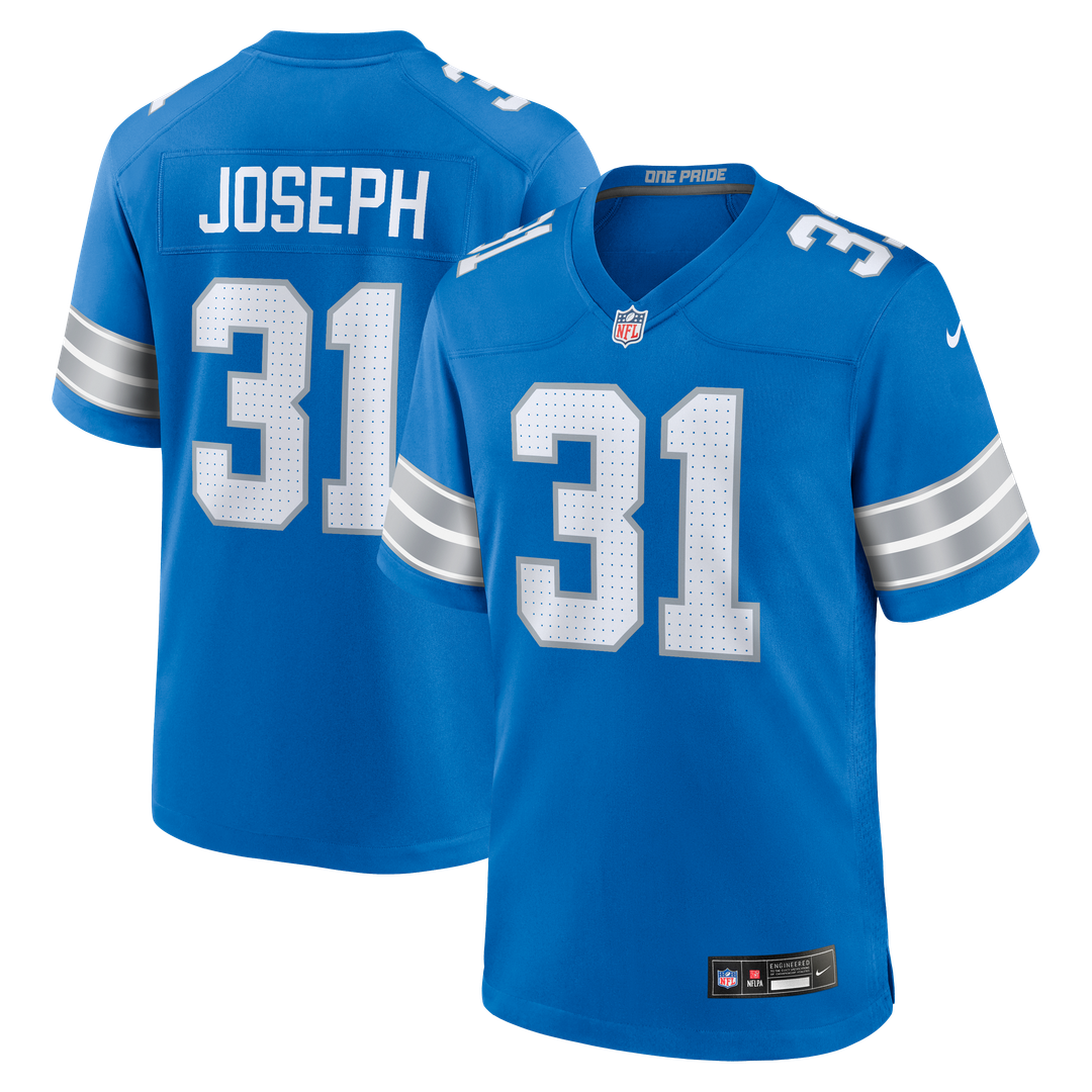Men's Detroit Lions Kerby Joseph Blue Team Game NFL Football Jersey - view 1