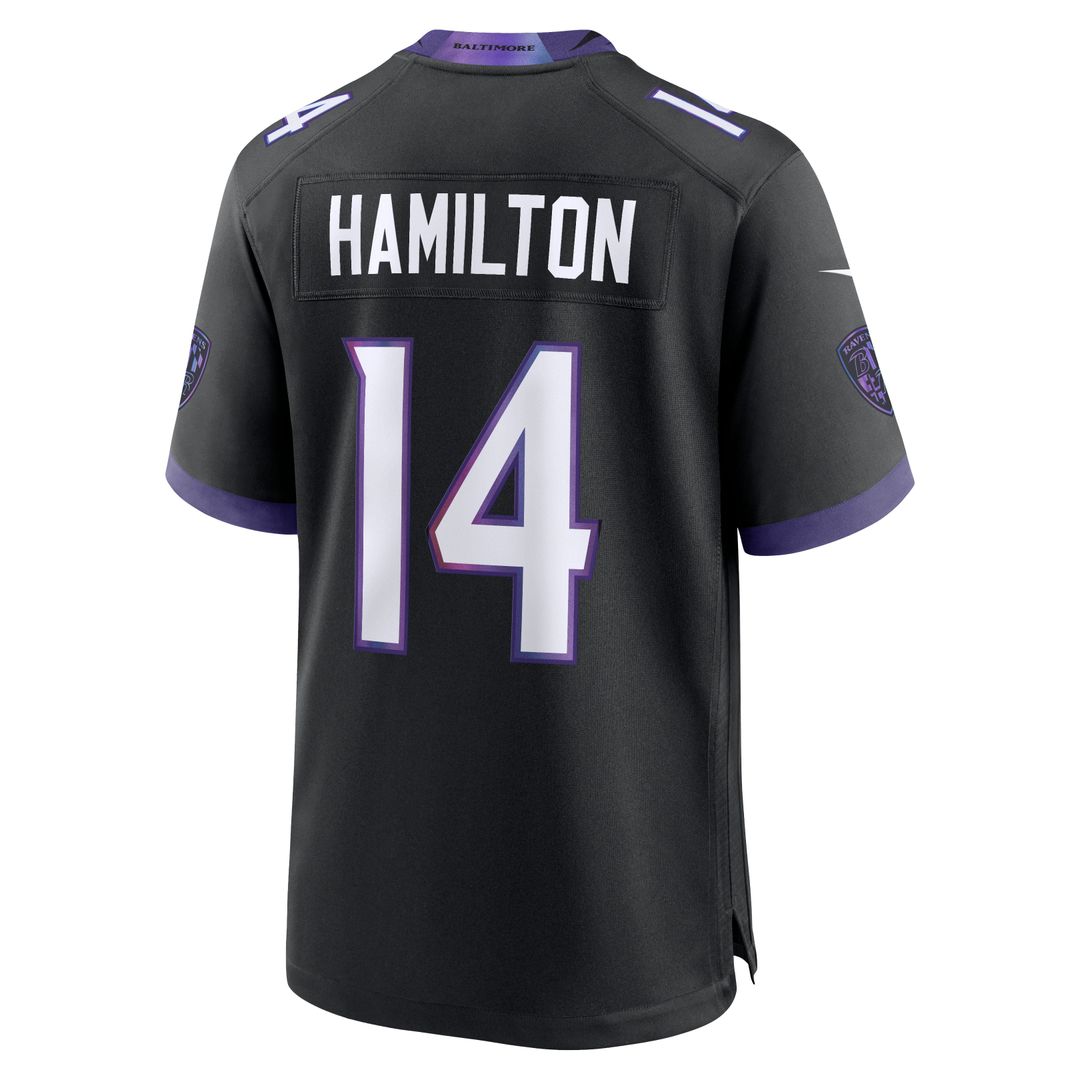 Men's Baltimore Ravens Kyle Hamilton Black Alternate Game NFL Football Jersey - view 3