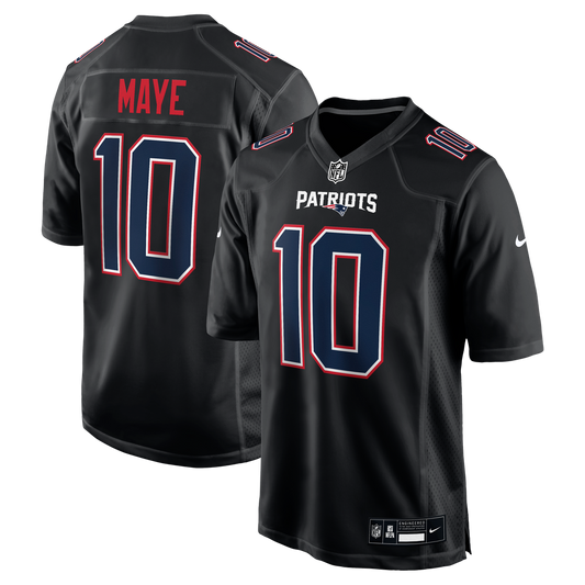 Men's New England Patriots Drake Maye Carbon Black Game NFL Football Jersey - view 1