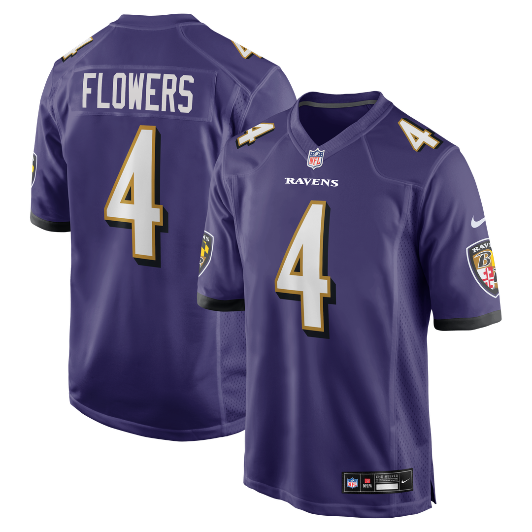 Men's Baltimore Ravens Zay Flowers Purple Game NFL Football Jersey - view 1