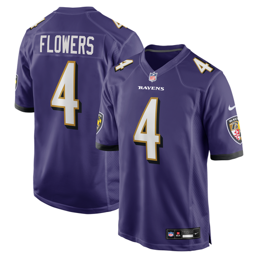 Men's Baltimore Ravens Zay Flowers Purple Game NFL Football Jersey - view 1