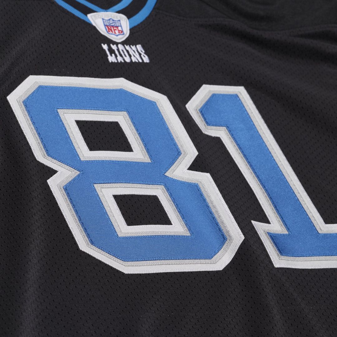 Men's Detroit Lions Calvin Johnson Black 2007 Throwback NFL Football Jersey - view 4